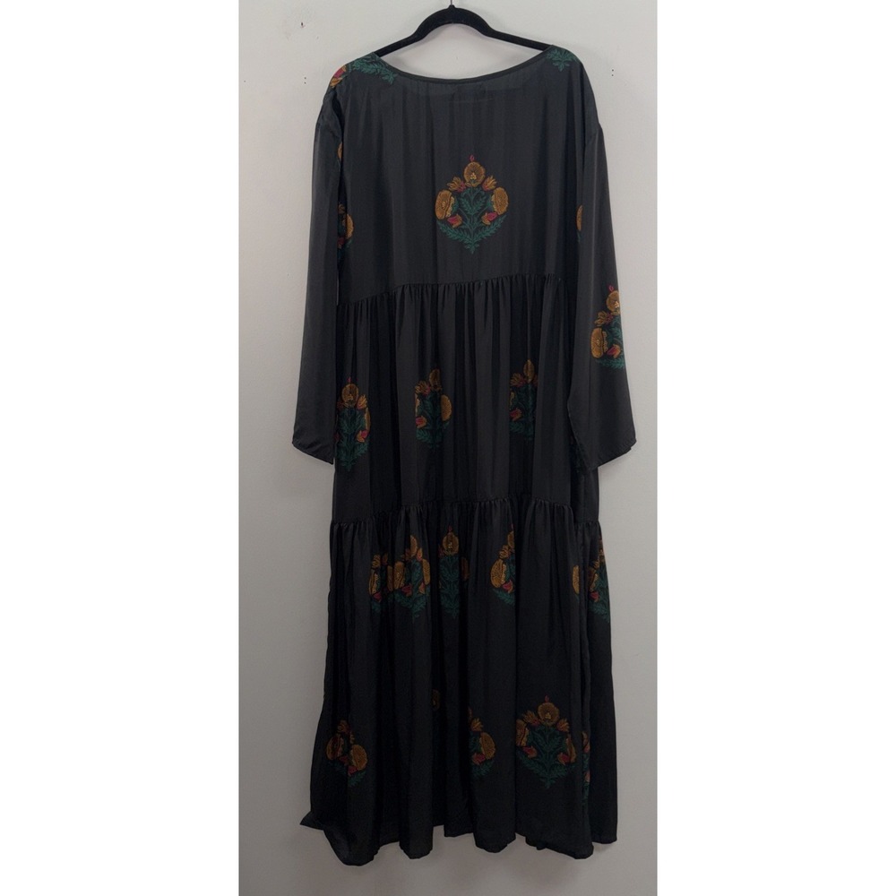 NWT Pink Chicken Women Large Maisonette Silk Kelly Tiered Black Dress Bellflower - Picture 4 of 9